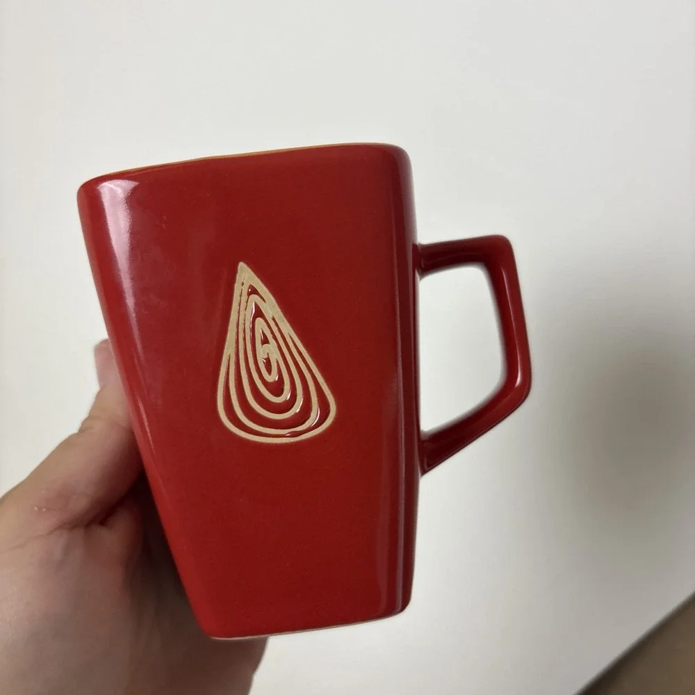 Vintage MCM DISARONNO Mug Flame Red Orange Amaretto Ceramic Italy Abstract art